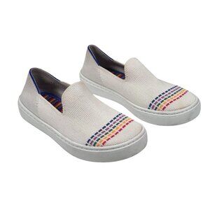 Rothy's Girls The Kids Sneaker White Rainbow Knit Youth Size 13‎ Slip On Shoes